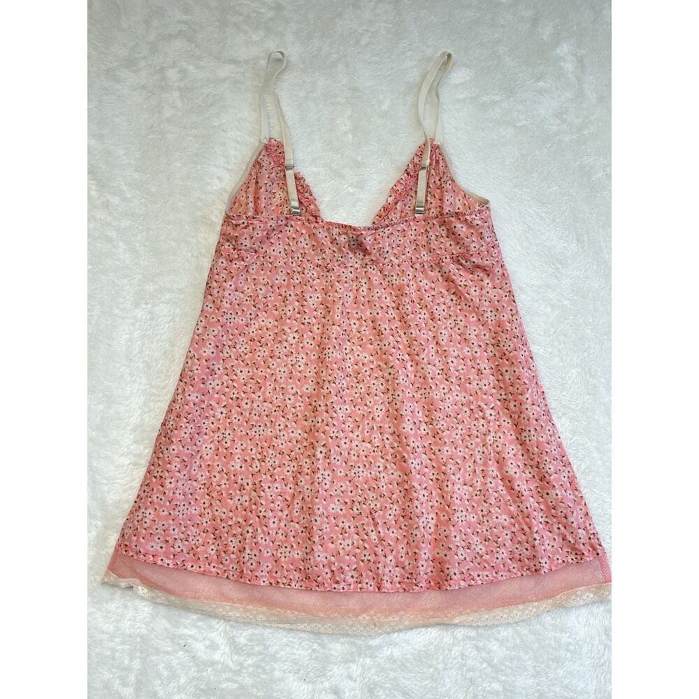 Victorias Secret Y2K Pajama Set Sz M Pink Ditsy Floral Babydoll Tank Capri Pant - Picture 7 of 15